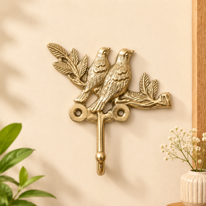 AK Brass Two Bird Shape Embossed Brass Wall <b>Hook</b> Antique Finish Metal <b>Decorative</b> <b>Coat</b> Hanger Home Decor - Product Image 1