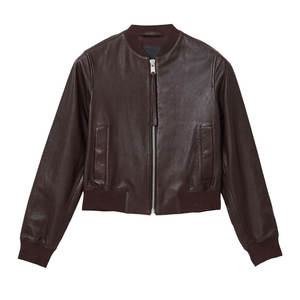 เสื้อแจ็คเก็ตหนังแท้ทรงครอปสำหรับผู้หญิง แฟชั่นเสื้อแจ็คเก็ตหนังทรงครอปสำหรับผู้หญิง ราคาดีที่สุด - Product Image 4