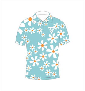 Camisa de Golf Personalizada para Hombre, con Estampado Floral de Margaritas Azul Cielo, Transpirable, de Manga Corta, Informal, para Verano - Product Image 4