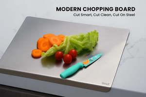 Planche à découper rectangulaire en acier inoxydable, antidérapante, facile à nettoyer, durable, non toxique, pour la cuisine - Product Image 1