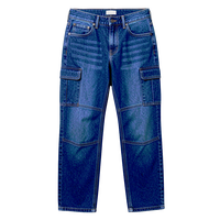 Pantalon cargo en jean tissé respirant et imperméable de haute qualité pour homme, multi-poches, coupe droite, délavage moyen, idéal automne-hiver