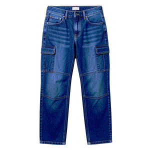Pantalones Vaqueros Cargo de Mezclilla Transpirables e Impermeables de Alta Calidad para Hombre, con Múltiples Bolsillos, Lavado Medio, Pierna Recta, Ligeros de Algodón - Product Image 4