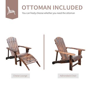Sedia Adirondack con Poggiapiedi, Comoda Sedia Pieghevole in Resina Effetto Legno per Giardino e Terrazza - Product Image 4