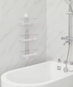 OEM/ODM Vietnam 3-Layer Suction Cup Shower Caddy Wall Mounted Bathroom <b>Storage</b> <b>Basket</b> Bath Shelf Organizer - Product Image 4
