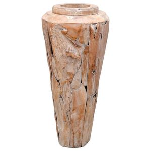 Grand vase décoratif en teck naturel, produit en bambou et en bois massif - Product Image 3