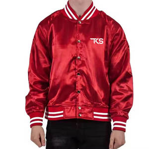 Chaqueta Universitaria de Satén Personalizada al por Mayor con Acabado Suave, Forro Cómodo, Cuello y Puños Acanalados - Product Image 1