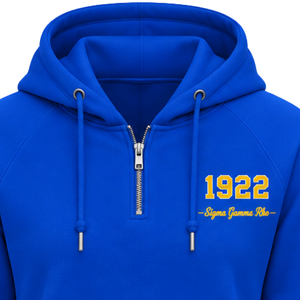 Sigma Gamma Rho <b>Women's</b> University <b>Half</b> <b>Zip</b> Up Hoodie Blue Greek Sorority Pullover <b>Sweatshirt</b> Casual Collegiate Streetwear - Product Image 6