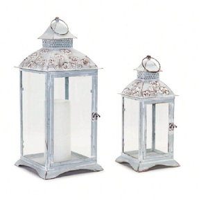 Lanterne en métal blanc au design moderne 2026 avec finition dorée pour la décoration de Noël à la maison et au jardin, design élégant fait main - Product Image 1