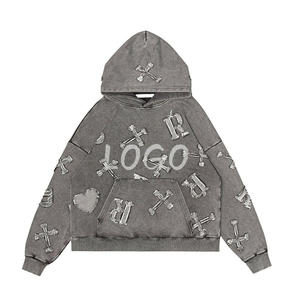 Sudadera con capucha extragrande para hombre, de algodón grueso, para marcas de ropa urbana estadounidenses, colecciones personalizadas con bordado. - Product Image 5