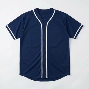 Maillot de baseball personnalisé pour homme, chemise boutonnée à manches courtes, avec passepoil contrastant, uniforme d'équipe, haut de sport vierge - Product Image 3