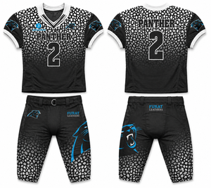 Conjunto de Jersey de Fútbol Americano FURAT LEATHERS, Negro, Cuello en V, Manga Corta, Sublimado, Poliéster que Absorbe la Humedad, Unisex para Adultos, Diseño Pantera - Product Image 2