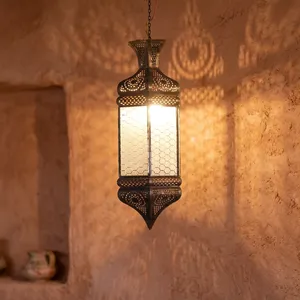 Mediterranean Metal Hanging <b>Lantern</b> Rectangle Outdoor Waterproof Entryway Light Home Decor - Product Image 5