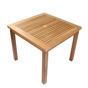 Table à manger carrée portable en teck massif, polie, imperméable, écologique, design durable pour patio, café, restaurant - Product Image 1