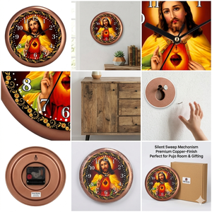Horloge murale personnalisée imprimée avec la phrase « Jésus bénisse notre maison » pour Noël et la fête des mères - Product Image 3