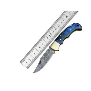 Couteau de poche pliant en acier Damas avec manche et lame ultra-affûtée, couteau artisanal en acier Damas - Product Image 2