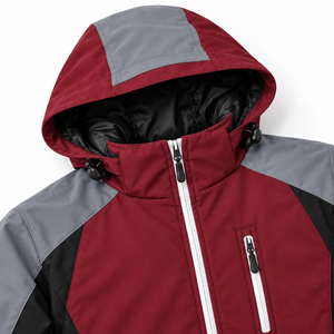 Veste softshell d'hiver pour homme, randonnée en plein air, capuche réglable, fermeture éclair intégrale, poches zippées, couleurs contrastées, logo d'entreprise personnalisé, texte, camping - Product Image 4