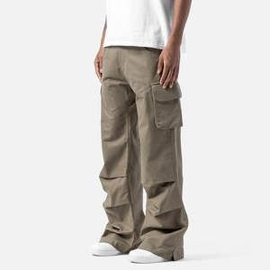 Pantalones Cargo Unisex de Talla Grande, de Tejido Grueso, Pierna Ancha, con Bolsillos, Corte Holgado, Cintura Elástica, para Correr y Uso Casual - Product Image 5