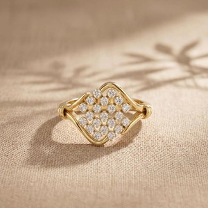 Bague de luxe scintillante en diamant rond, cultivé en laboratoire, avec or massif 18 carats, bijou de promesse raffiné, cadeau pour petite amie - Product Image 1