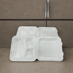 Boîte alimentaire à forte demande, biodégradable, recyclable, jetable, en bagasse de canne à sucre, étanche - Product Image 1