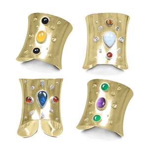 Wholesale Simple Fashionable Gold <b>Bracelets</b> Smooth Face Vintage Style Fancy Shape Hot Selling Chunky Open Bangle <b>Cuff</b> - Product Image 1