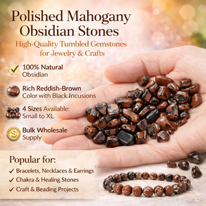 Pierres d'obsidienne acajou naturelle en vrac, polies, rouges et noires, pierres précieuses de guérison, respectueuses de l'environnement pour la fabrication de bijoux - Product Image 2