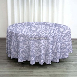 Mantel Redondo de Algodón Tejido con Estampado Floral, Personalizado, Clásico, Lavable, para Uso Doméstico, con Patrón Blanco y Azul - Product Image 5