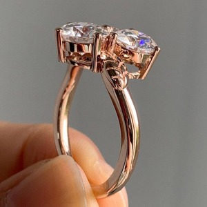 2.5 CT Round Cut Three Stone Leaf Band Style <b>Engagement</b> <b>Ring</b> <b>Nature</b> <b>Inspired</b> Botanical Leaf Accent <b>Ring</b> Floral Wedding <b>Ring</b> - Product Image 5