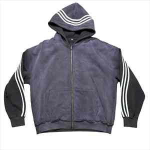 Sweat à capuche zippé vintage rayé de haute qualité, personnalisé par le fabricant, 100 % coton épais 500 GSM, délavé à l'acide - Product Image 1