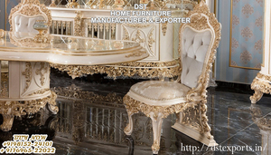 Rococo-Juego de comedor italiano de lujo, conjunto de muebles de comedor de alta gama, juego de comedor clásico tallado en platino - Product Image 3