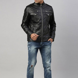 VIENNA INDUSTRY Men's Genuine <b>Leather</b> Biker <b>Jacket</b>-Reversible Breathable Anti-UV Eco-Friendly <b>Winter</b> Design - Product Image 5