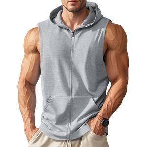 2026 Autumn Mens Oversized <b>Sleeveless</b> <b>Hoodie</b> Custom Printed Embroidered Cotton Hooded Loose Fit Streetwear - Product Image 5