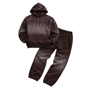 Men's Hooded Tracksuit Full Length Casual Jogger Set Dot Pattern Sublimation Print Side Pockets Drawstring Closure Autumn Wear - Product Image 3