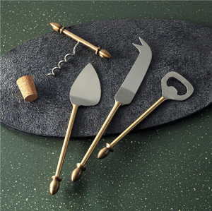 Brass <b>Cheese</b> <b>Set</b> Hot Selling Stainless Steel <b>Cheese</b> <b>Set</b> With Brass Gold Design <b>Cheese</b> Tools Wholesale Price - Product Image 4