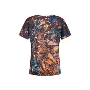 เสื้อยืดลำลองพิมพ์ลายแบบซับลิเมชั่นถักนิตติ้งเป็นมิตรกับสิ่งแวดล้อมสำหรับผู้หญิง ขายดีช่วงฤดูร้อน ราคาขายส่ง MOQ ต่ำ - Product Image 6