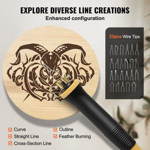 ชุดจุดเผาไม้แบบเอาต์พุตคู่ปากกาแบบ Pyrography 2หัวปลายลวด23ปลายด้าน5ด้าน4ด้ามตัวจับเศษไม้1แหนบ1ฟองน้ำ - Product Image 4