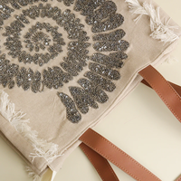 Nuevo Bolso Tote de Gran Capacidad para Mujer, Estilo Coreano, con Cuentas Bordadas, Diseño Personalizado, Cierre Abierto, Estilo Whimsy Art Craft (Todos los diseños)