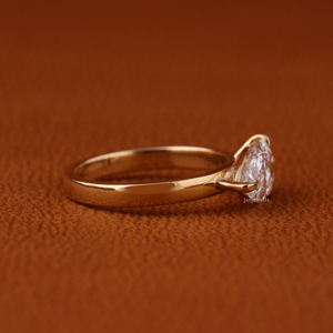 Anillo de compromiso con diamante talla pera cultivado en laboratorio, oro amarillo macizo de 14k, color EF, joyería personalizable, certificado IGI - Product Image 2