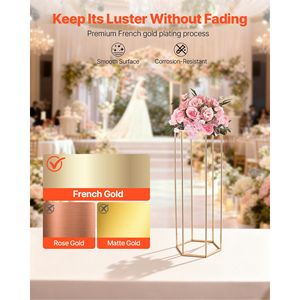 Set di 10 Supporti Esagonali per Fiori da 80 cm per Matrimoni - Espositori Floreali in Ferro Laminato Acrilico - Product Image 4