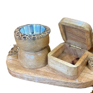 Incienso grabado con láser de madera de mango, madkhan bakhoor quemador, bandeja de madera y caja, KIT de incienso para obsequios de United Trade World - Product Image 1