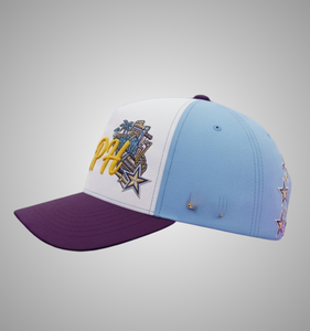 Embroidered Snapback Cap White Blue <b>Purple</b> 6-Panel Adjustable Unisex Street Style Casual <b>Hat</b> Front Logo Design For Daily Use - Product Image 2