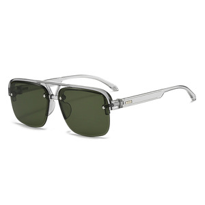 Lunettes de soleil métalliques unisexes tendance, dégradées, UV400, demi-cerclées, légères, durables, surdimensionnées, pour l'été – Meilleures ventes - Product Image 4
