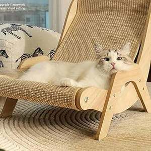 Griffoir pour chat en bois Art Déco écologique et mobile avec corde et sisal – Indispensable pour l'intérieur - Product Image 5