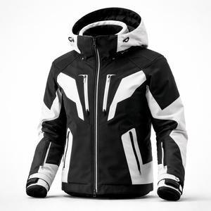 Premium Hooded <b>Ski</b> <b>Jacket</b> Black <b>White</b> Design Waterproof 10,000mm Windproof Eco-Friendly Insulated Winter Supplier Bulk Unisex - Product Image 1