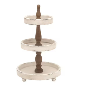 Support à gâteau rond à 2 niveaux en bois de manguier, plateau de service pour desserts, présentoir à cupcakes en bois pour mariage, fête, restauration, au meilleur prix - Product Image 4
