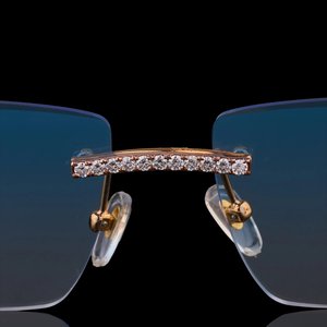 Iced Crystal Eyewear Designer Rimless Square Crystal Sunglasses Iced <b>Wood</b> <b>Temple</b> Lightweight Unisex Fashion Adult Box Outdoor - Product Image 4