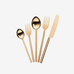 อเมริกันเคลือบทองสแตนเลส Flatware ชุดโบราณการออกแบบ End ของการจัดการชุดช้อนทองสำหรับร้านอาหาร - Product Image 2
