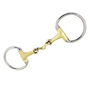 Mors de cheval de style occidental en cuivre avec chaîne à crochets et garnitures argentées, rouleau central pour joues, pour la mastication équine - Product Image 3