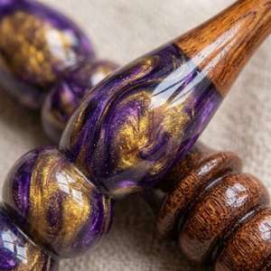 Hand Crafted Galaxy Purple Resin Wood Mixture Crochet <b>Hook</b>, Ergonomic Wood <b>Hooks</b>, Gift for Cricketers - Product Image 2