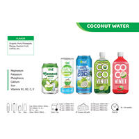 VINUT, à base de plantes, sans OGM, sans sucre ajouté, électrolytes essentiels, grossiste 100% eau de coco pure 1000ml (lot de 24)
