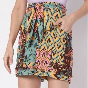 <b>Ladies</b> High-Waist <b>Bermuda</b> <b>Shorts</b> Customized Breathable Cotton Printed Beach & Gym Wear for Summer Washed Pattern Decoration - Product Image 1